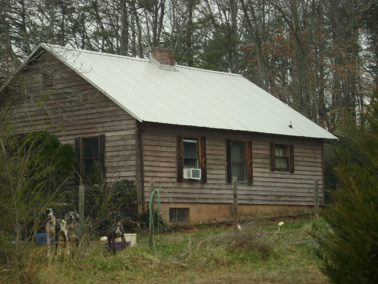 White metal roof on an old wood sided farmhouse, from a Asphalt Shingle Roof Repair job in Fairfield